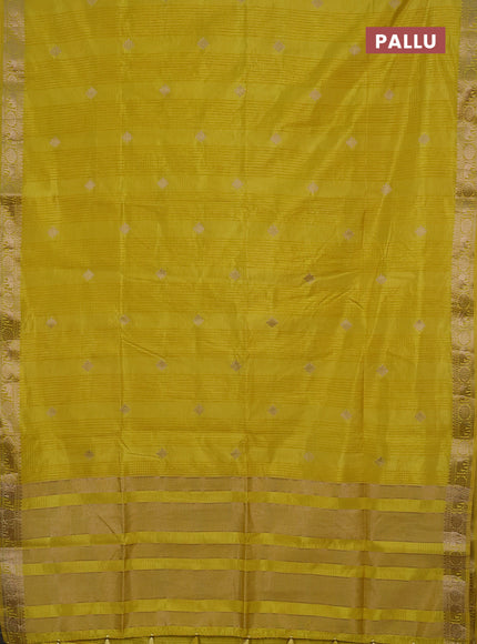 Semi raw silk saree yellow with zari woven buttas and zari woven border