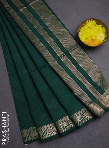 Semi raw silk saree bottle green with zari woven buttas and zari woven border
