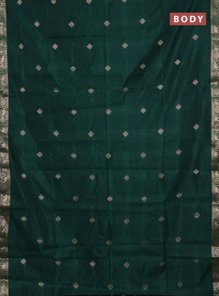 Semi raw silk saree bottle green with zari woven buttas and zari woven border