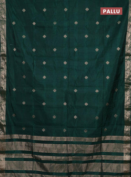 Semi raw silk saree bottle green with zari woven buttas and zari woven border