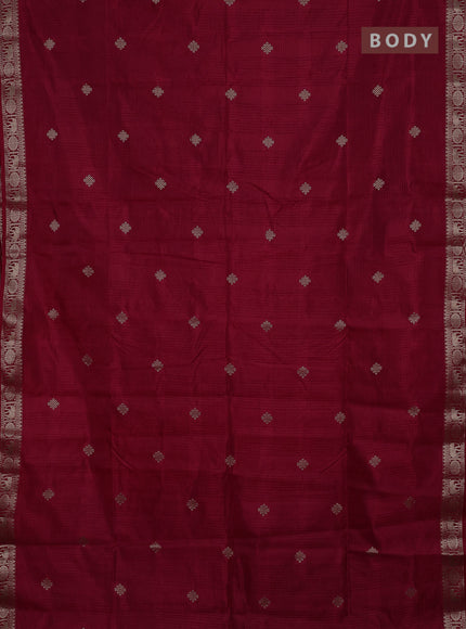 Semi raw silk saree maroon with zari woven buttas and zari woven border