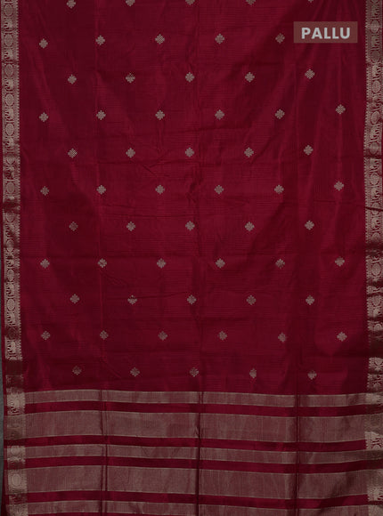 Semi raw silk saree maroon with zari woven buttas and zari woven border
