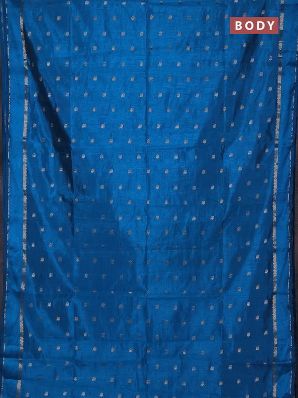 Semi raw silk saree cs blue with allover silver & zari woven buttas and rettapet zari woven border