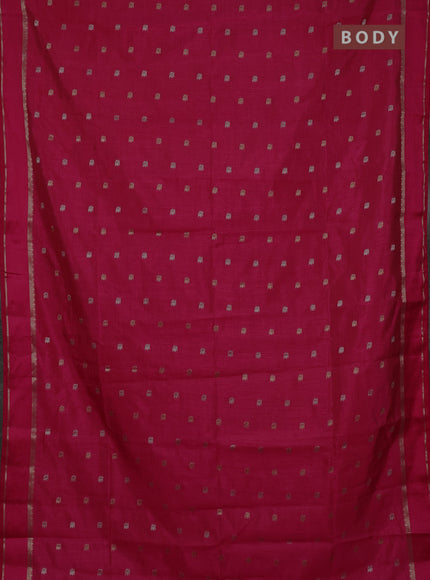 Semi raw silk saree dark pink with allover silver & zari woven buttas and rettapet zari woven border