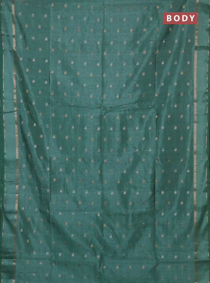 Semi raw silk saree pastel green with allover silver & zari woven buttas and rettapet zari woven border