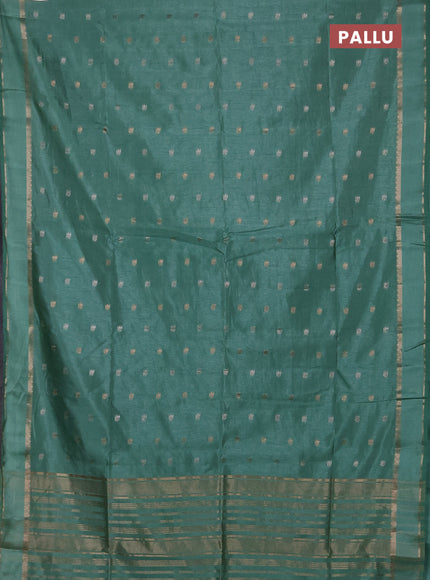 Semi raw silk saree pastel green with allover silver & zari woven buttas and rettapet zari woven border