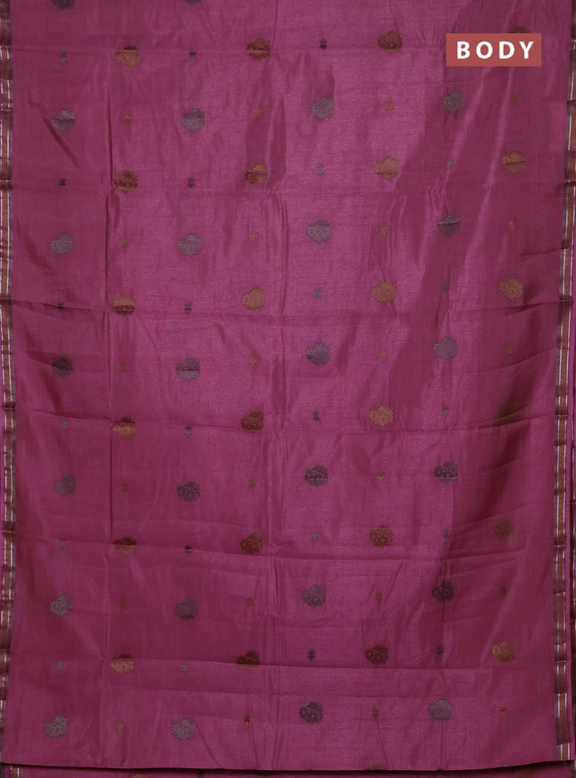 Semi raw silk saree mauve pink with thread woven buttas and woven border