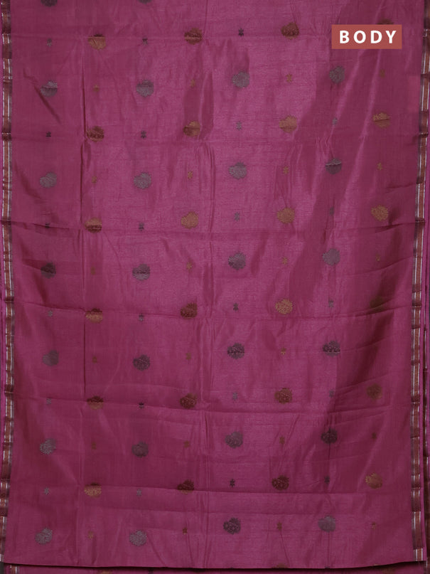 Semi raw silk saree mauve pink with thread woven buttas and woven border