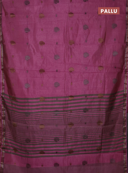 Semi raw silk saree mauve pink with thread woven buttas and woven border
