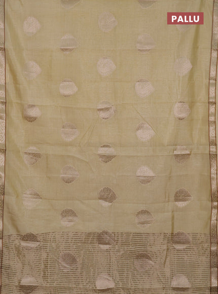 Semi raw silk saree beige with zari woven buttas and zari woven border