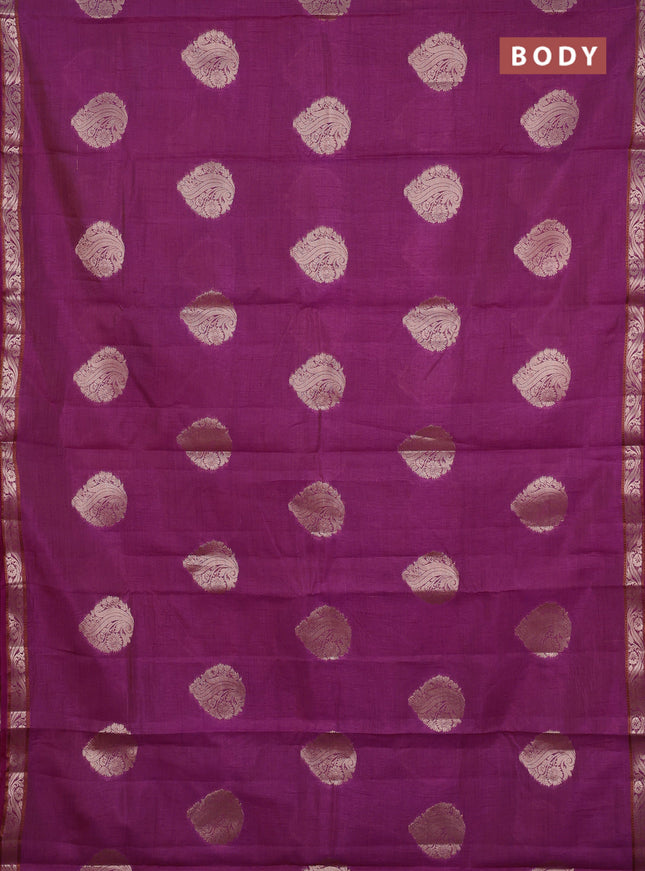 Semi raw silk saree purple with zari woven buttas and zari woven border