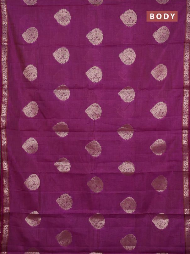 Semi raw silk saree purple with zari woven buttas and zari woven border
