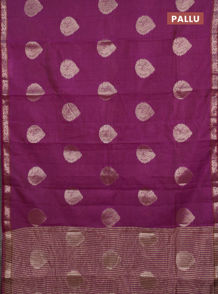 Semi raw silk saree purple with zari woven buttas and zari woven border