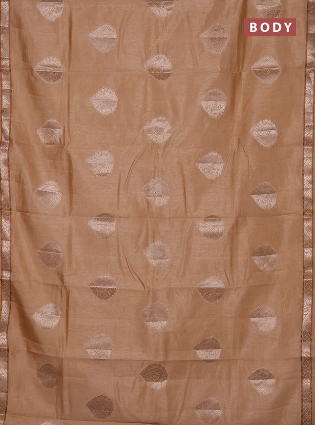 Semi raw silk saree sandal with zari woven buttas and zari woven border