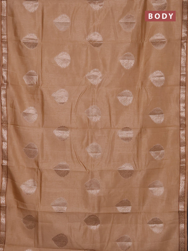 Semi raw silk saree sandal with zari woven buttas and zari woven border