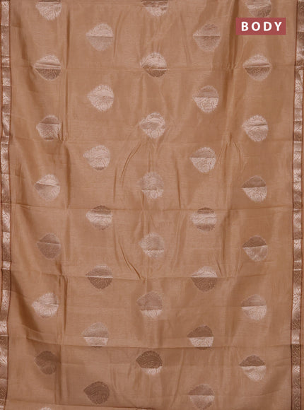 Semi raw silk saree sandal with zari woven buttas and zari woven border