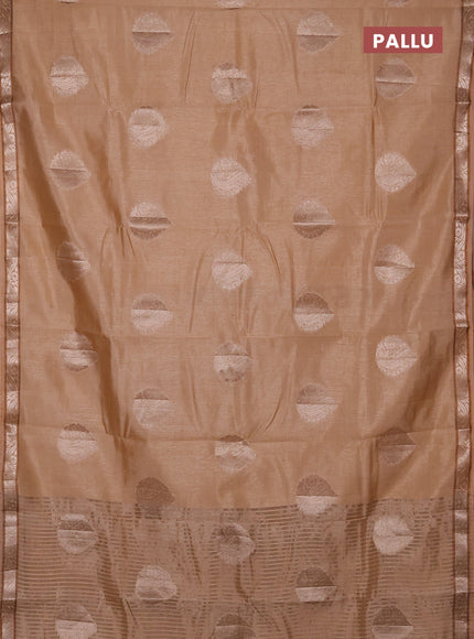 Semi raw silk saree sandal with zari woven buttas and zari woven border