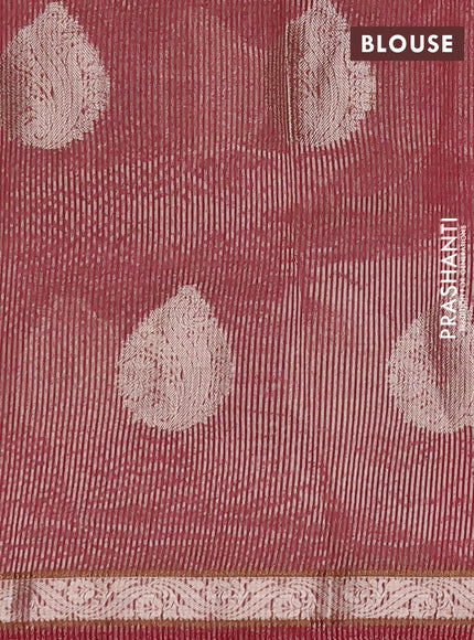 Semi raw silk saree maroon with zari woven buttas and zari woven border