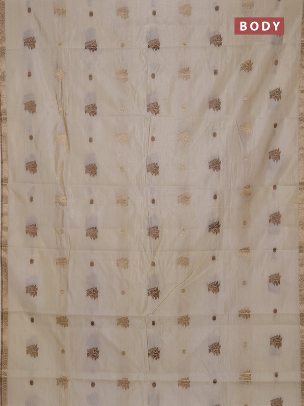 Semi raw silk saree cream with thread & zari woven buttas and zari woven border