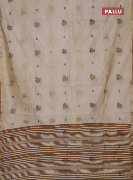 Semi raw silk saree cream with thread & zari woven buttas and zari woven border