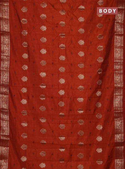Semi raw silk saree rustic orange with allover thread & zari woven buttas and zari woven border