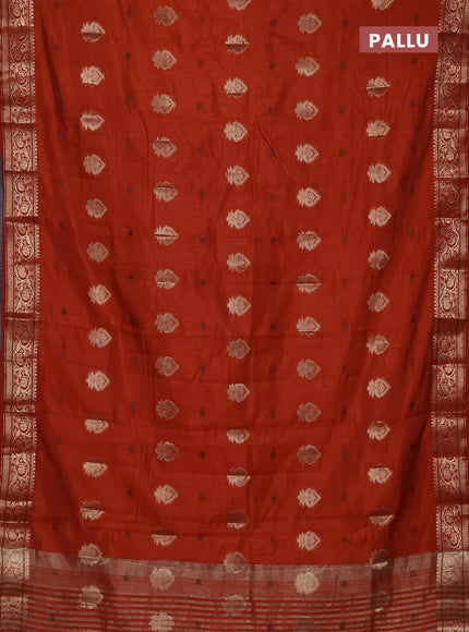Semi raw silk saree rustic orange with allover thread & zari woven buttas and zari woven border