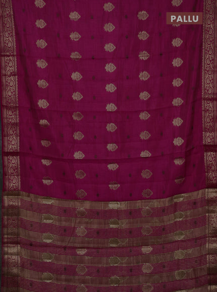 Semi raw silk saree dark pink with allover thread & zari woven buttas and zari woven border