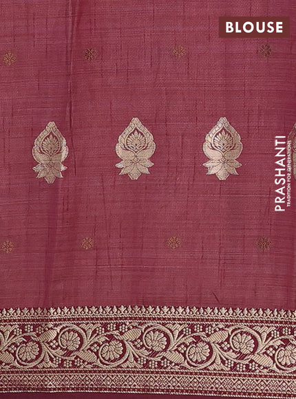 Semi raw silk saree deep maroon with allover thread & zari woven buttas and zari woven border