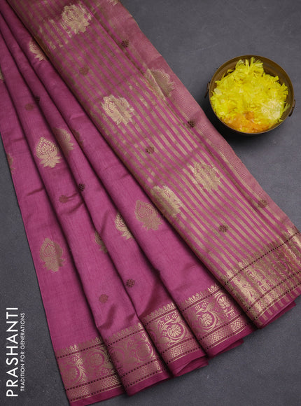 Semi raw silk saree mauve pink with allover thread & zari woven buttas and zari woven border