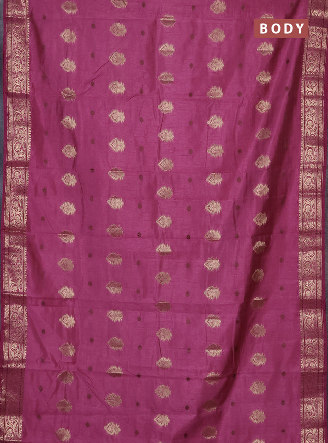 Semi raw silk saree mauve pink with allover thread & zari woven buttas and zari woven border