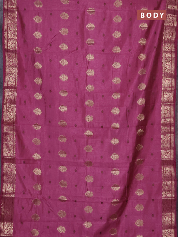 Semi raw silk saree mauve pink with allover thread & zari woven buttas and zari woven border