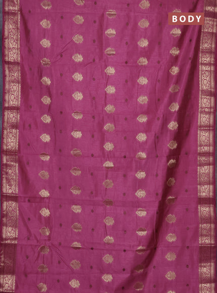 Semi raw silk saree mauve pink with allover thread & zari woven buttas and zari woven border