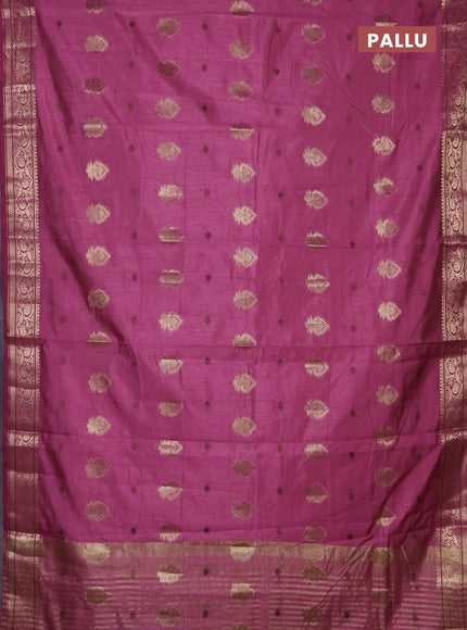 Semi raw silk saree mauve pink with allover thread & zari woven buttas and zari woven border