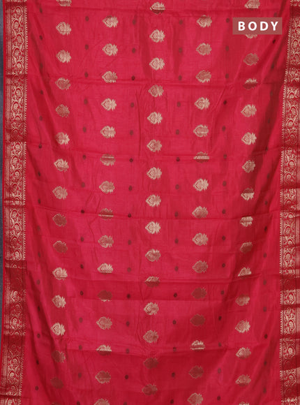 Semi raw silk saree red with allover thread & zari woven buttas and zari woven border