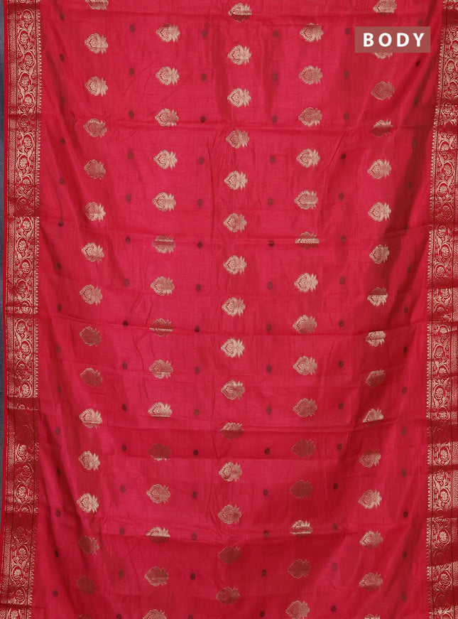 Semi raw silk saree red with allover thread & zari woven buttas and zari woven border