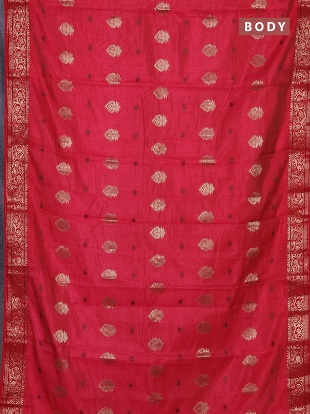 Semi raw silk saree red with allover thread & zari woven buttas and zari woven border