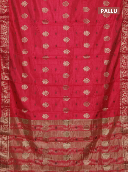Semi raw silk saree red with allover thread & zari woven buttas and zari woven border