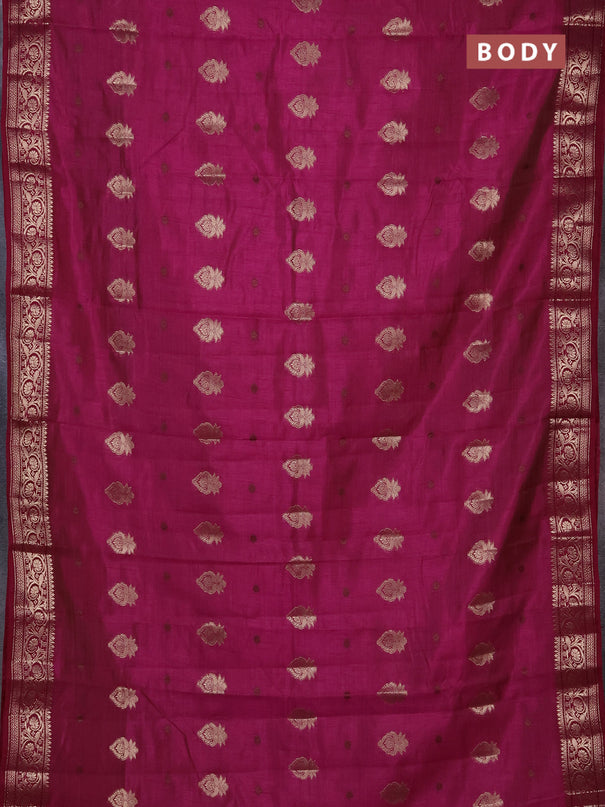 Semi raw silk saree purple with allover thread & zari woven buttas and zari woven border