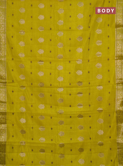 Semi raw silk saree light green with allover thread & zari woven buttas and zari woven border