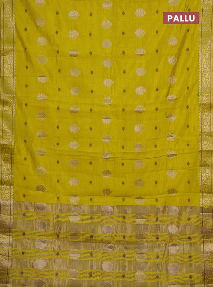 Semi raw silk saree light green with allover thread & zari woven buttas and zari woven border