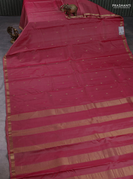 Pure kanchipuram silk saree maroon shade with zari woven buttas and small zari woven border