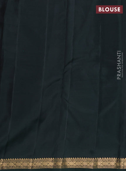 Pure kanchipuram silk saree bottle green with zari woven buttas and small zari woven border