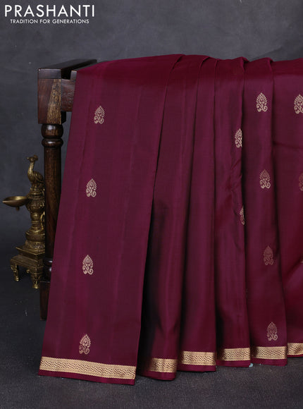 Pure kanchipuram silk saree wine shade and grey with zari woven buttas and small zari woven border