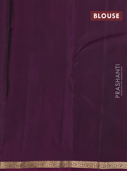 Pure kanchipuram silk saree green and magenta pink with zari woven buttas and small zari woven border
