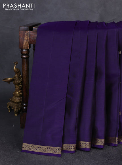 Pure kanchipuram silk saree purple with zari woven buttas and small zari woven border