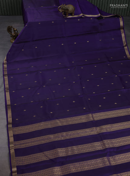 Pure kanchipuram silk saree purple with zari woven buttas and small zari woven border