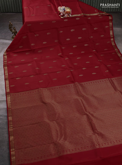 Pure kanchipuram silk saree red with zari woven buttas and small zari woven border