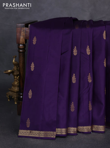 Pure kanchipuram silk saree violet with zari woven buttas and small zari woven border