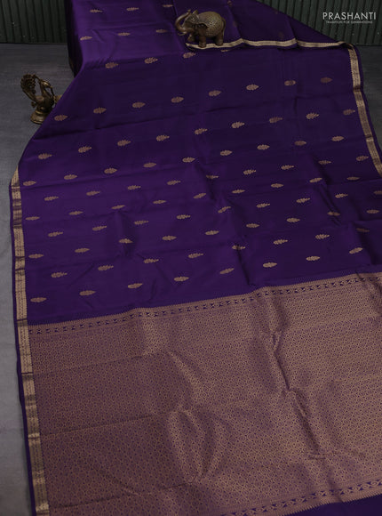 Pure kanchipuram silk saree violet with zari woven buttas and small zari woven border