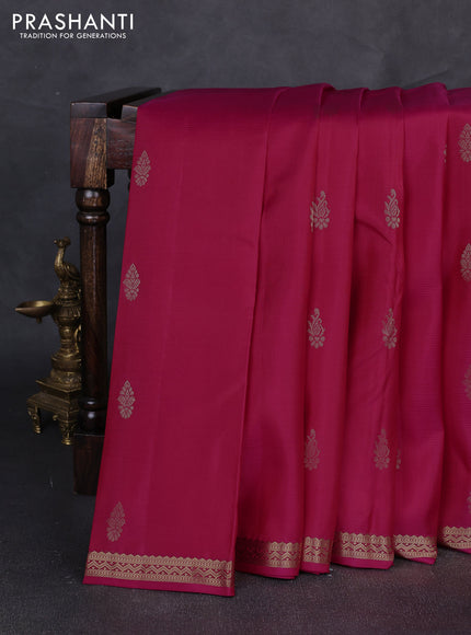 Pure kanchipuram silk saree pink with zari woven buttas and small zari woven border